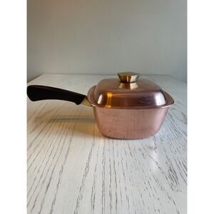 Vintage Bridgeport Bass Copperware Saucepan with Lid Square Pan